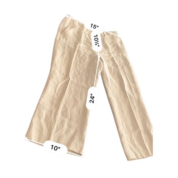 TALBOTS WIDE CROP IRISH LINEN PANTS - Picture 6 of 7